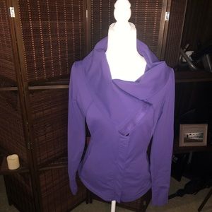 Lucy Sculpted performance button up cowl neck